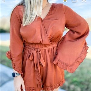 Rust Orange Flowy Romper